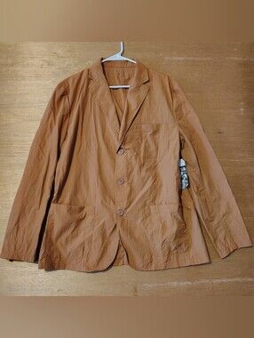 Sun &Stone Men's Lightweight Rust Shirt Jacket - Casual Blazer Style Size L